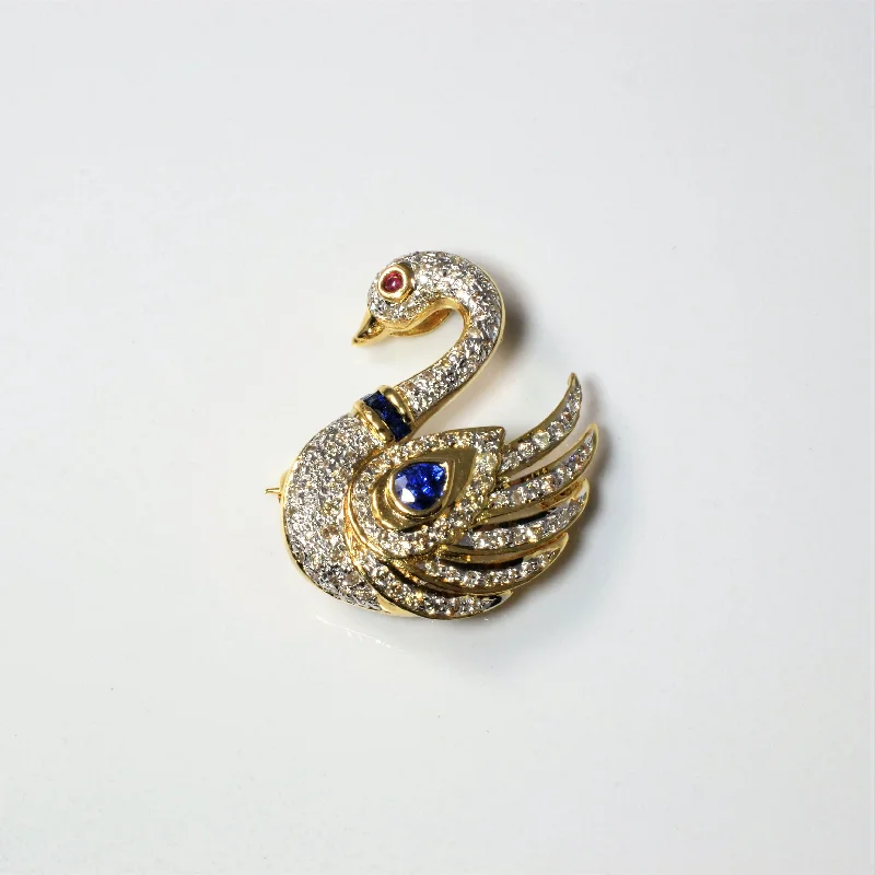 Persian style brooches-Convertible Multi Gem Swan Pendant/Brooch | 0.03ct, 0.60ctw, 1.00ctw |