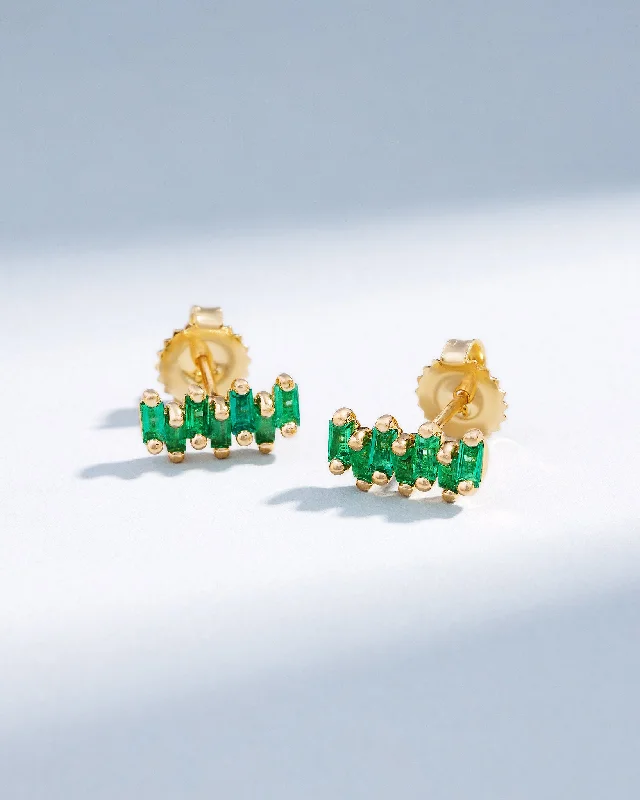 Tiny star earrings-Tiny star earrings-Bold ZigZag Emerald Studs