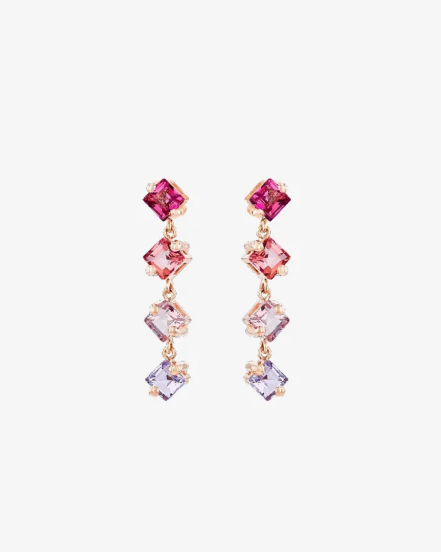 Mixed bead earrings-Mixed bead earrings-Amalfi Princess Cut Pink Ombre Mini Drop Earrings