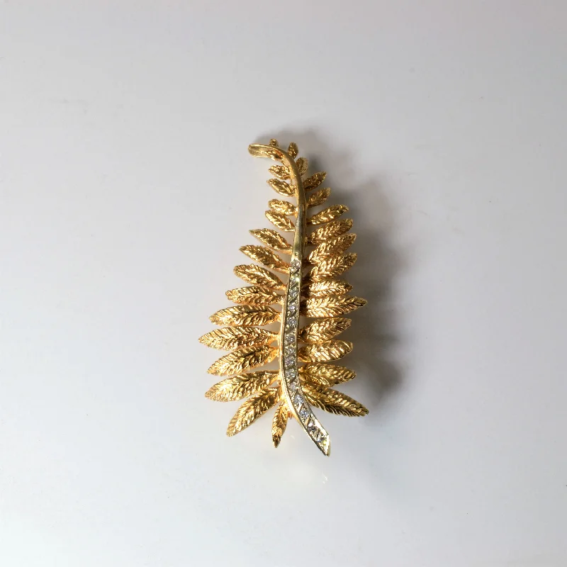 Hidden clasp brooches-Diamond Fern Brooch | 0.14ctw |