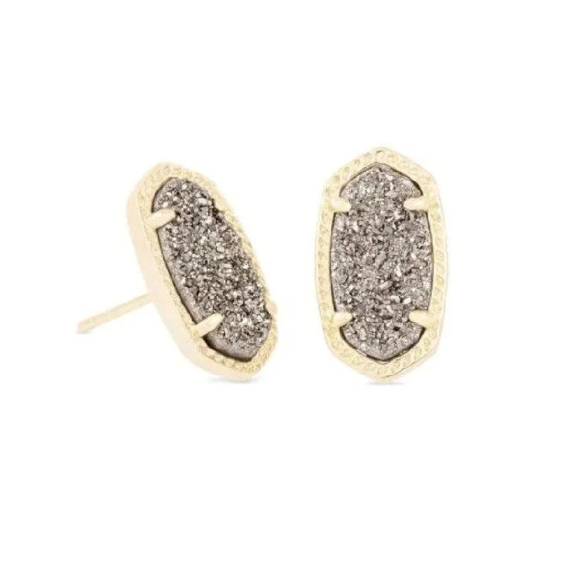 Glittering crystal earrings-Glittering crystal earrings-Ellie Gold Plated Earrings in Platinum Drusy by Kendra Scott