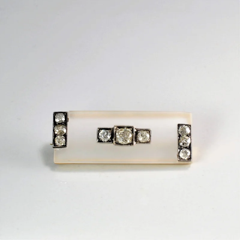 Aged silver brooches-Art Deco Diamond & Camphor Glass Brooch | 0.86 ctw |