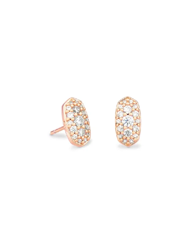 Sun phase earrings-Sun phase earrings-Grayson Rose Gold Plated Crystal Stud Earrings with White CZ by Kendra Scott