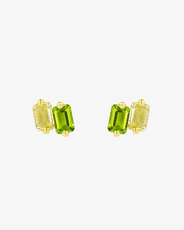 Dual-metal earrings-Dual-metal earrings-Ann Light Green Ombre Studs