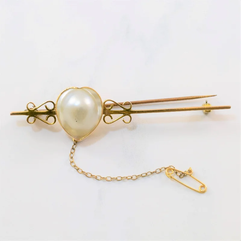 Pentagon shape brooches-Edwardian Baroque Pearl Brooch | 7.50ctw |