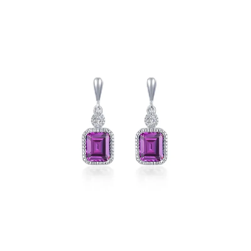 Daisy motif earrings-Daisy motif earrings-SS/PT 1.82cttw Simulated Diamond & Simulated Alexandrite Earrings