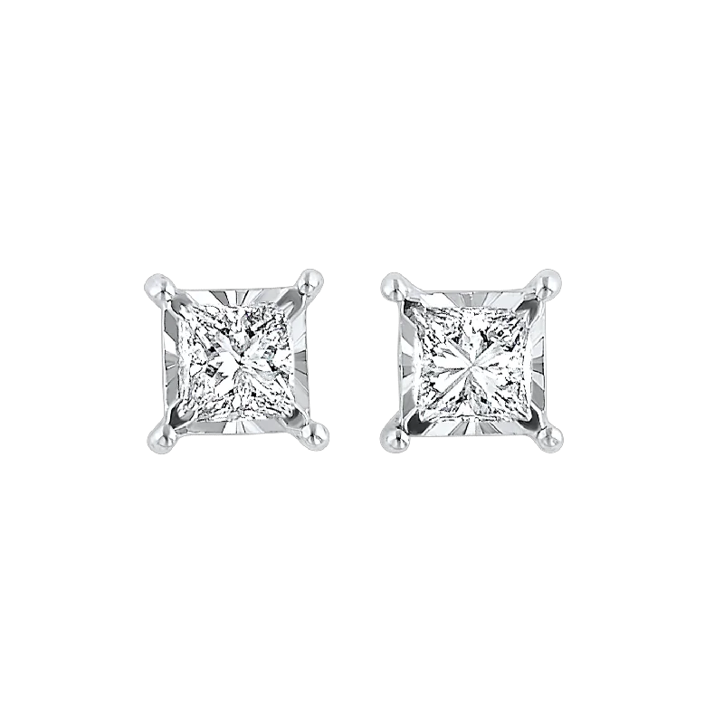 Stone cluster earrings-Stone cluster earrings-14KTW Diamond Tru Reflection Basics Studs 1/4 Ct