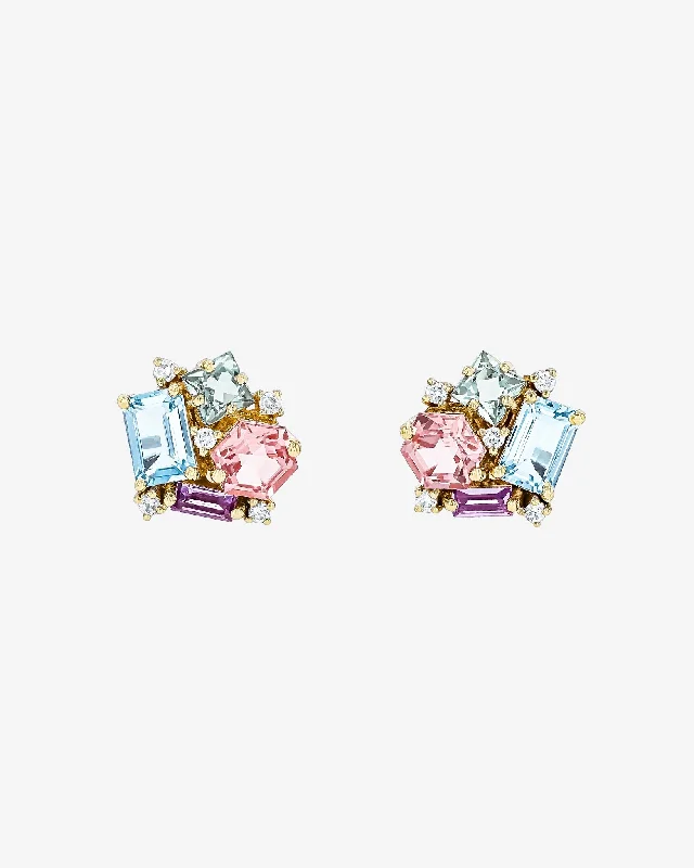 Retro medallion earrings-Retro medallion earrings-Amalfi Pastel Blossom Studs