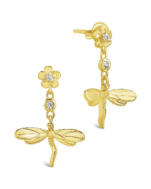 Radiant star earrings-Radiant star earrings-CZ Dragonfly Dangle Earrings