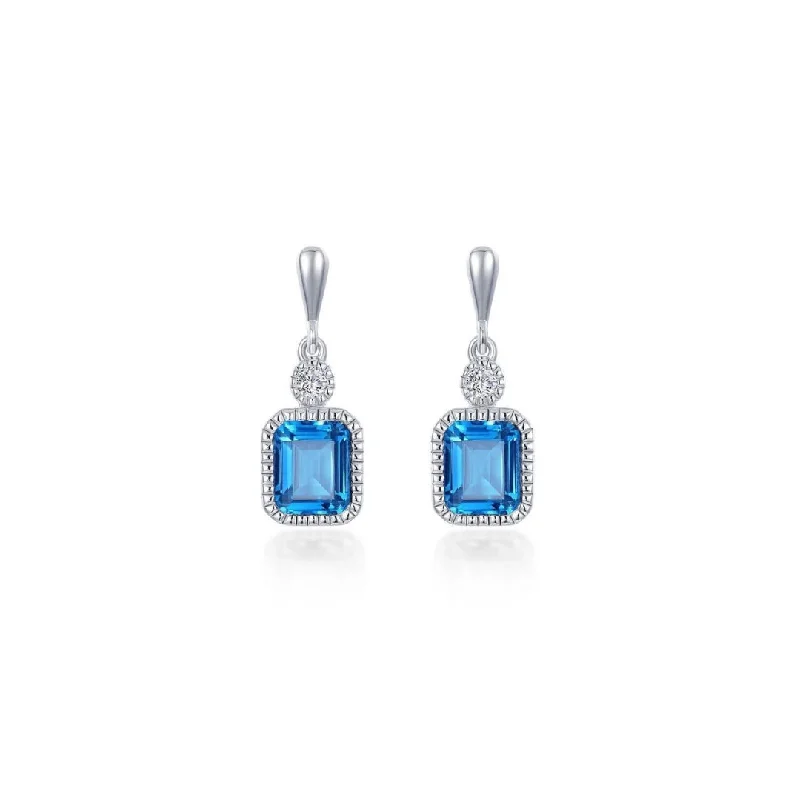 Endless loop earrings-Endless loop earrings-SS/PT 1.82cttw Simulated Diamond & Simulated Blue Topaz Earrings