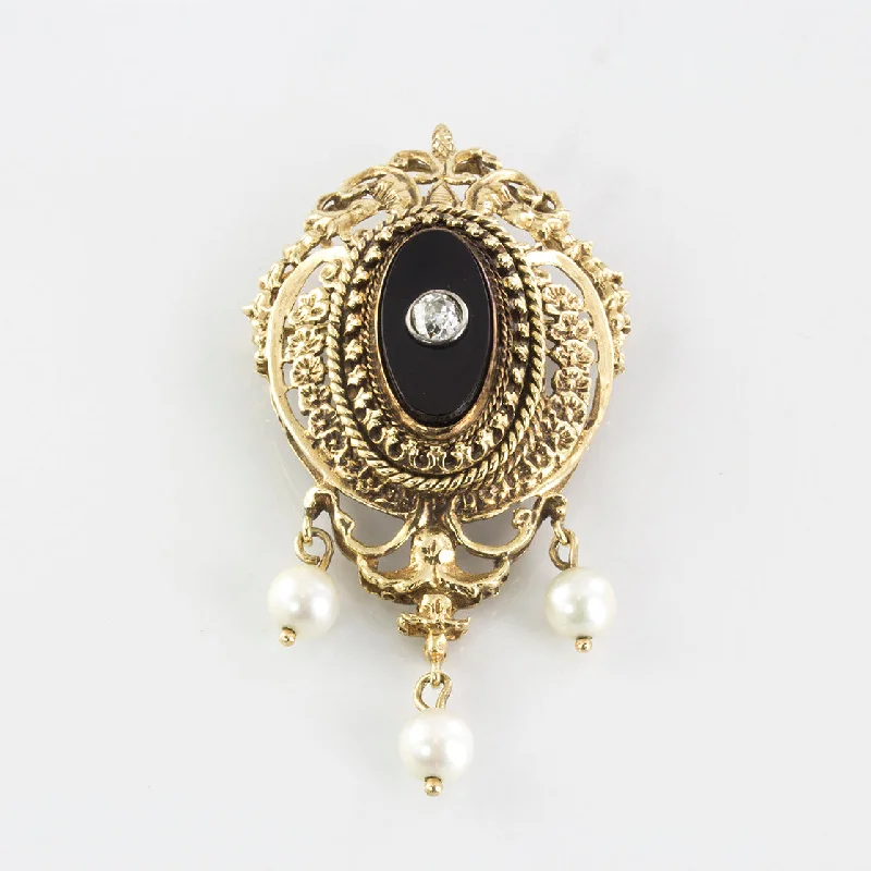 Glittering diamond brooches-Victorian Diamond & Pearl Pendant Brooch | 0.30 ct |