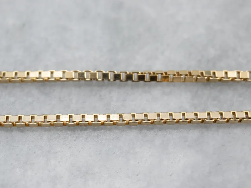 Wide link necklaces-Yellow 14K Gold Box Chain Necklace