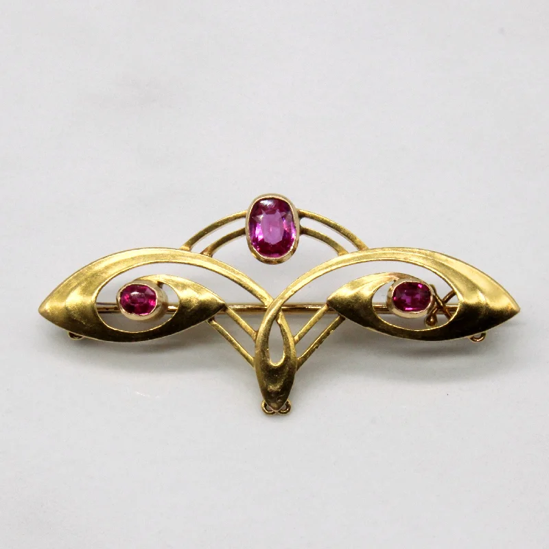 Threaded lace brooches-Vintage Ruby Brooch | 0.72ctw |