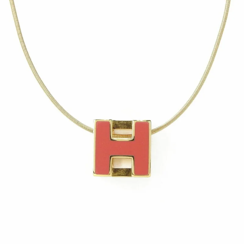 Pentagon pendant necklaces-Hermes Cage D'h  pink Metal Necklace (Pre-Owned)