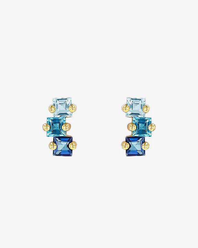 Reversible earrings-Reversible earrings-Cierra Blue Ombre Midi Studs