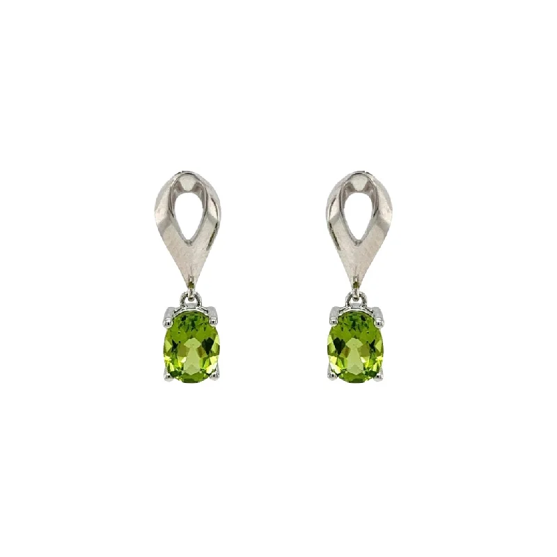 Zigzag design earrings-Zigzag design earrings-Sterling Silver 2.81cttw Peridot Dangle Earrings