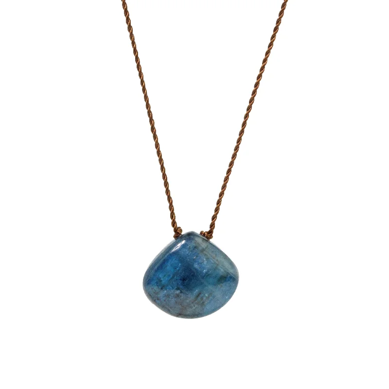 Circular pendant necklaces-Teal Kyanite Necklace