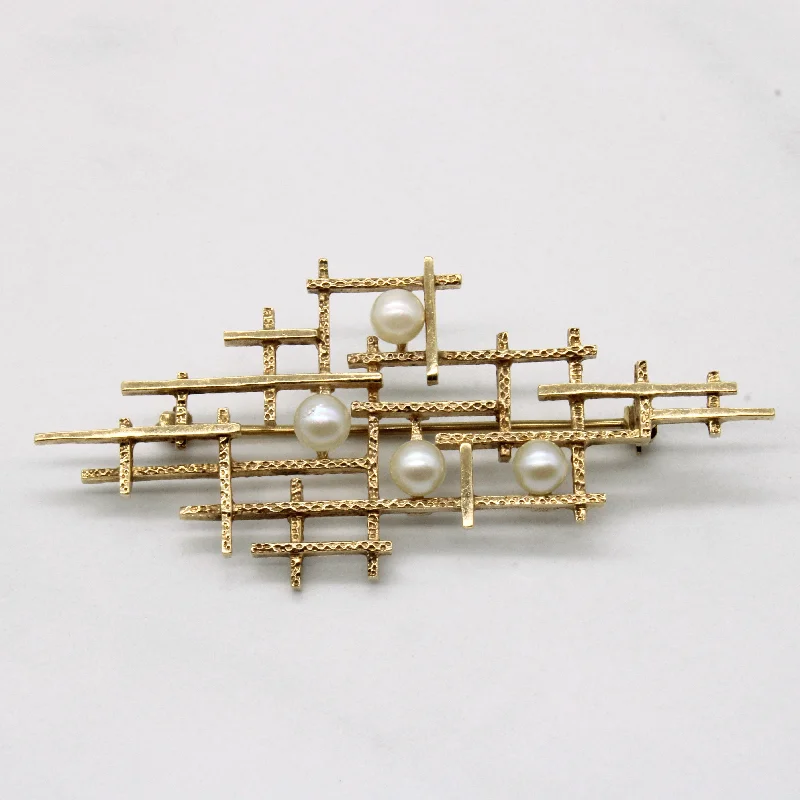 Thick enamel brooches-Pearl Abstract Brooch