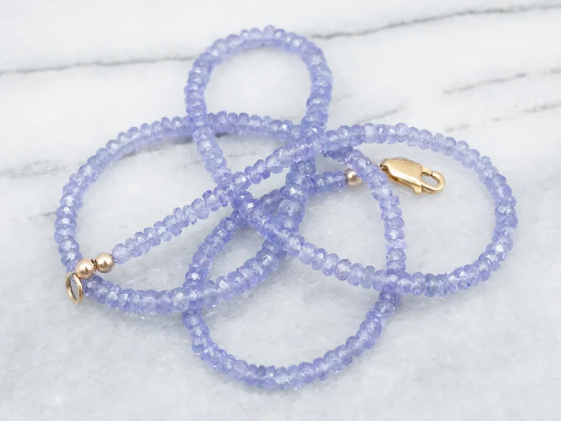 Peace sign necklaces-Gold Fill Tanzanite Beaded Necklace