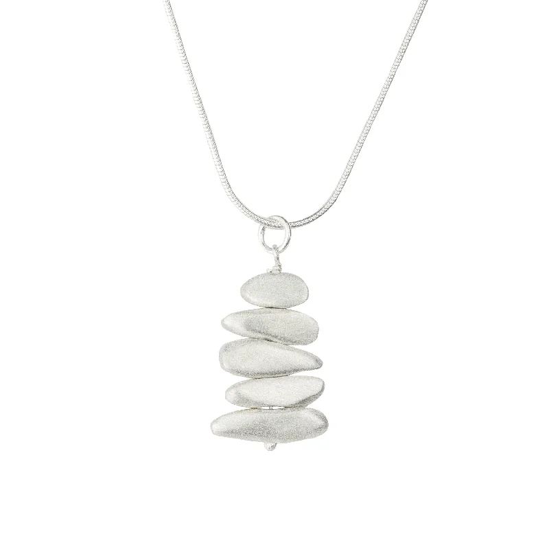 Threaded lace necklaces-Stacked River Rocks Necklace