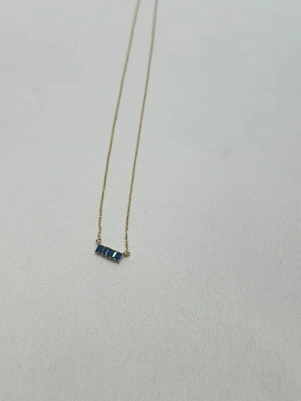 Luxe diamond necklaces-Necklace - Blue Sapphire  Baguettes on 14K Chain