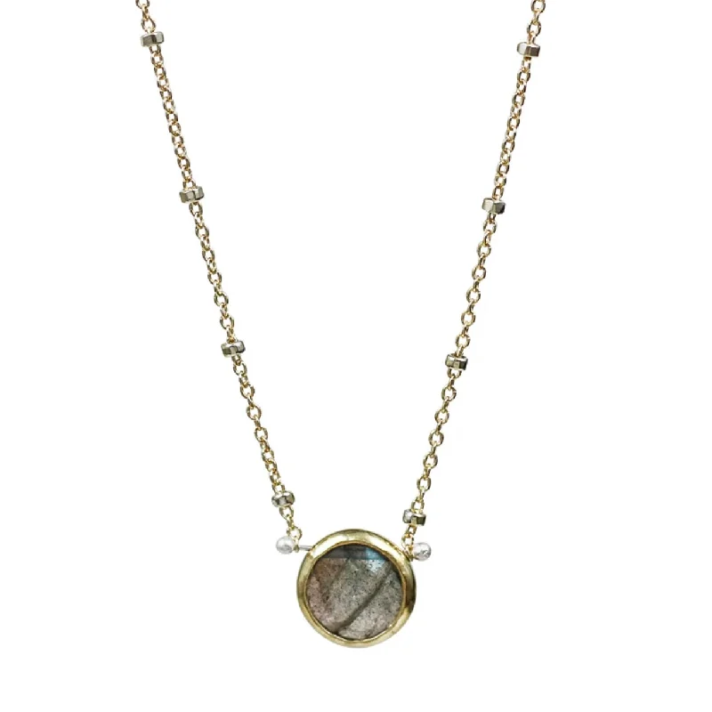 Curved pendant necklaces-Comet Labradorite Necklace