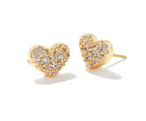 Endless loop earrings-Endless loop earrings-Ari Gold Plated White CZ Pave Crystal Heart Earrings by Kendra Scott