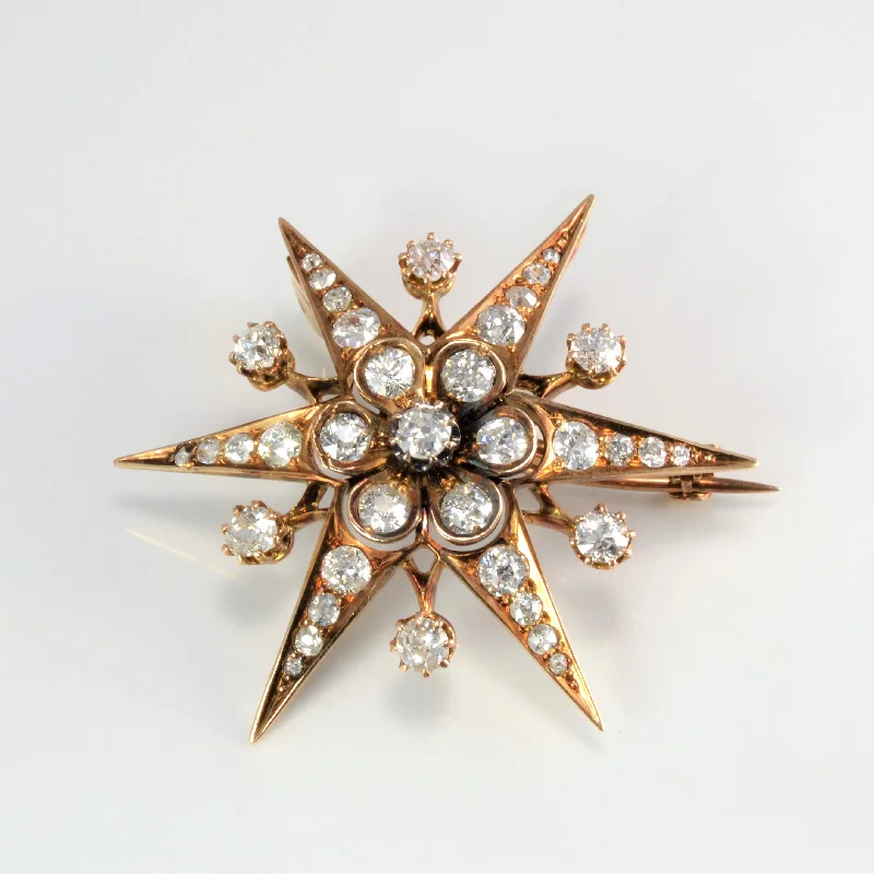 Painted enamel brooches-Stunning Victorian Star Brooch/Pendant | 3.46ctw |