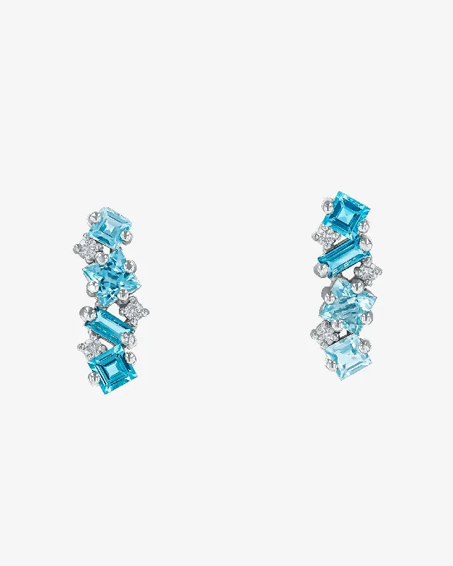 Leafy design earrings-Leafy design earrings-Nadima Light Blue Mix Bar Studs