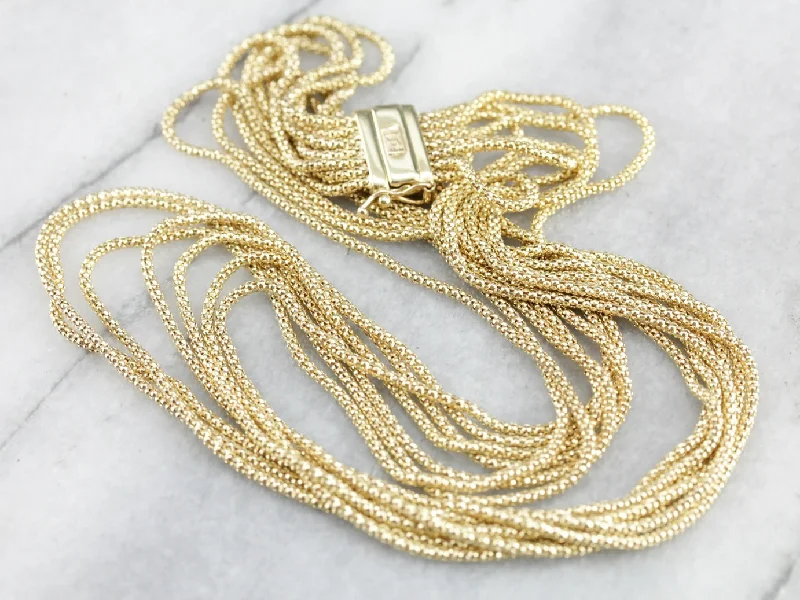 Curved pendant necklaces-Yellow Gold Multi Strand Necklace