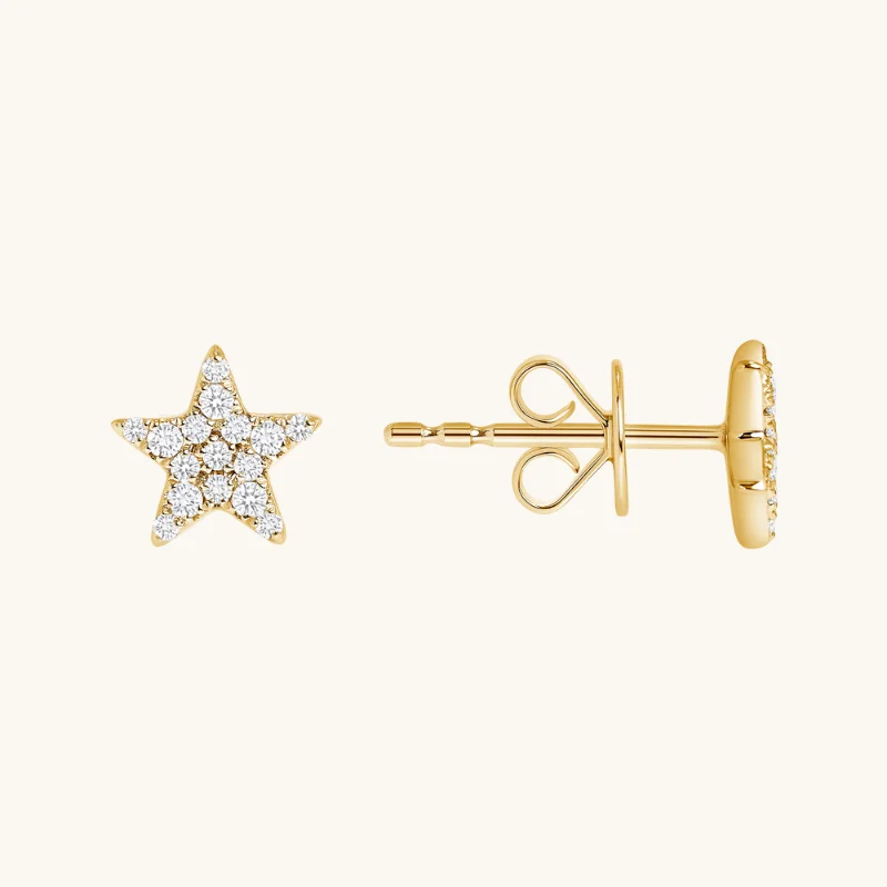 Daisy motif earrings-Daisy motif earrings-Mini Diamond Star Earrings