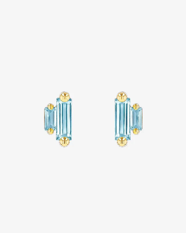 Stone cluster earrings-Stone cluster earrings-Amalfi Double Stack Blue Topaz Studs