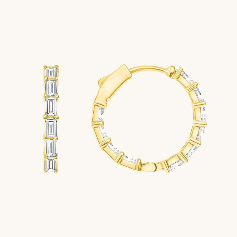 Faith cross earrings-Faith cross earrings-Diamond Baguette Earrings