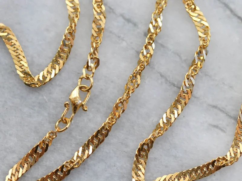 Linked pendant necklaces-High Karat Gold Fancy Twist Chain Necklace