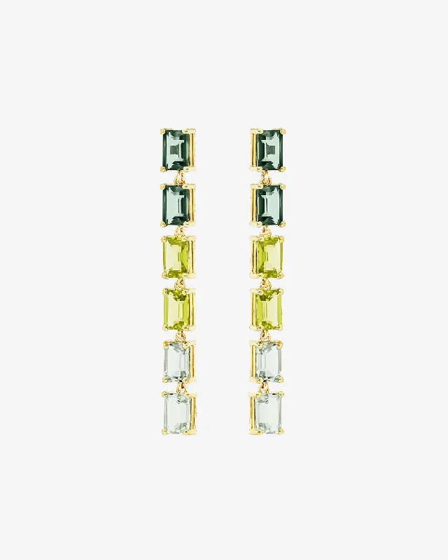 Nostalgic clip earrings-Nostalgic clip earrings-Amalfi Emerald Cut Green Ombre Midi Drop Earrings