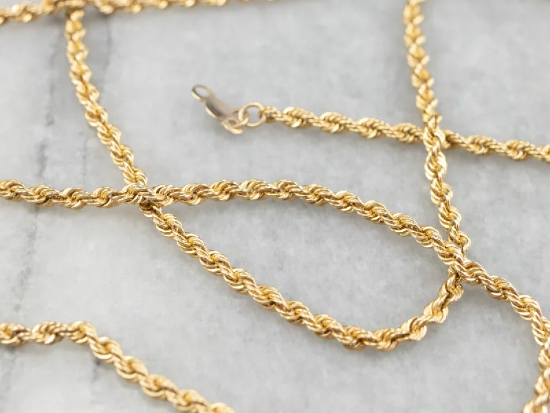 Braided chain necklaces-14K Gold Twisted Rope Chain Necklace