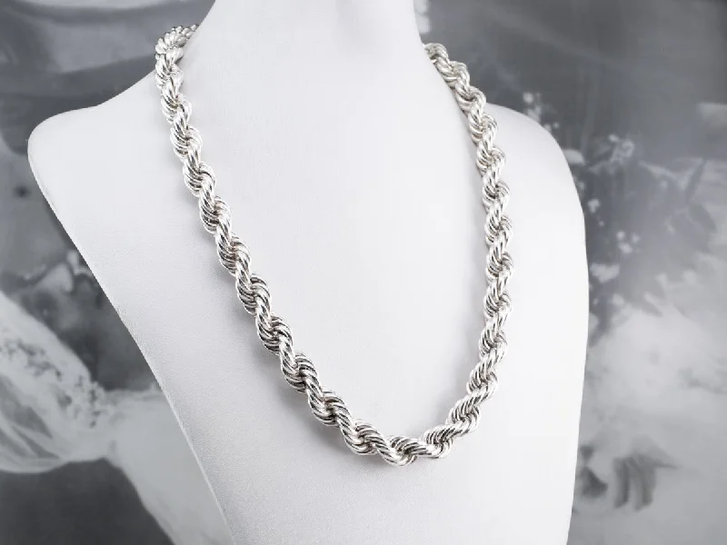 Avant-garde necklaces-Mexico Taxco Sterling Silver Rope Necklace