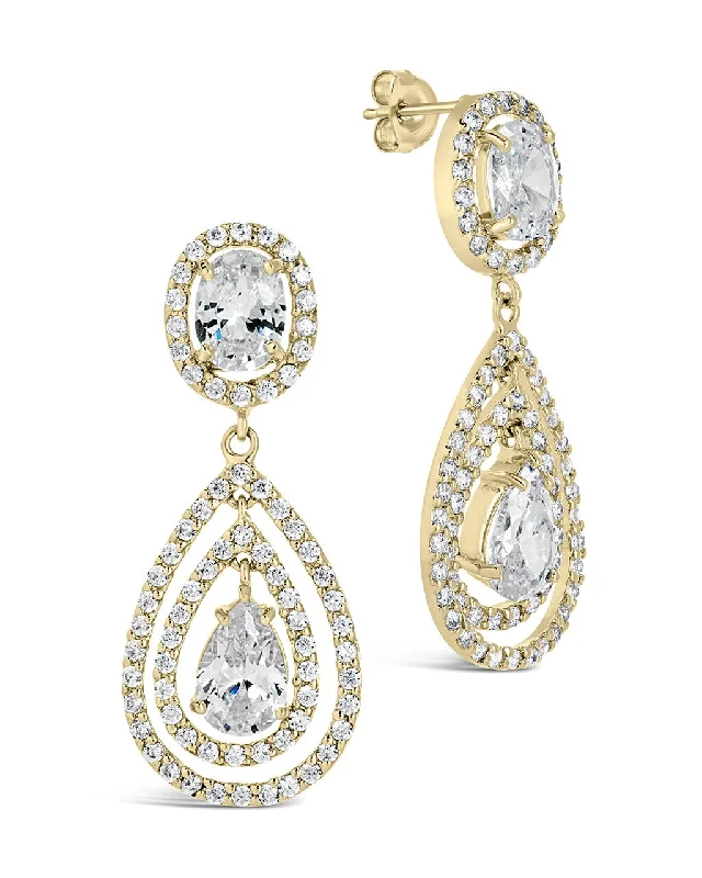 Lightweight drop earrings-Lightweight drop earrings-Cheyenne CZ Drop Stud Earrings