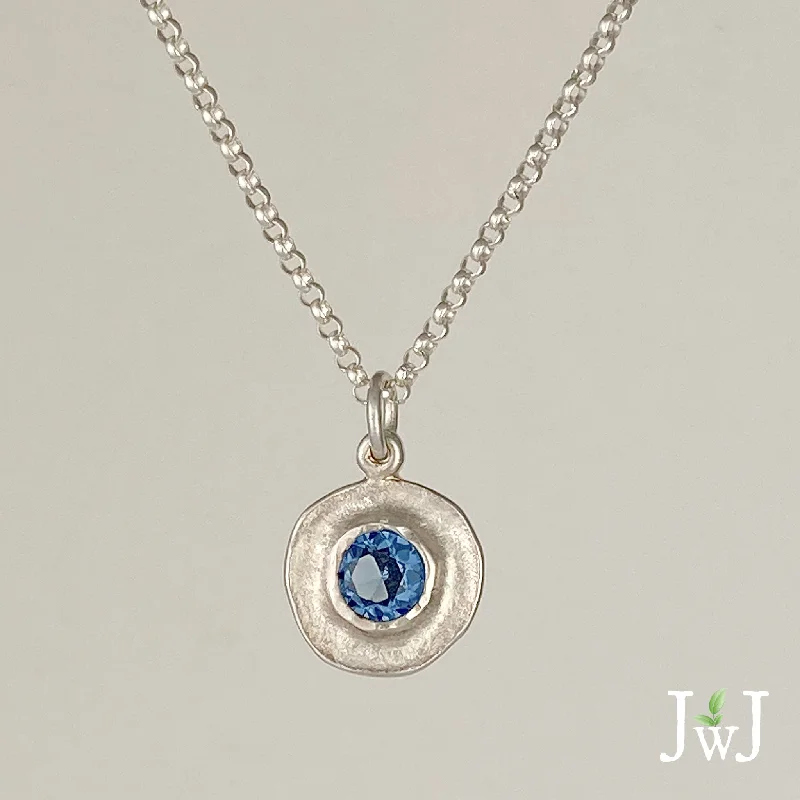 Leafy design necklaces-Blue Topaz Shield Necklace