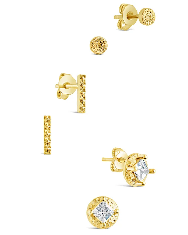 Reversible earrings-Reversible earrings-Azizi CZ Stud Earring Set