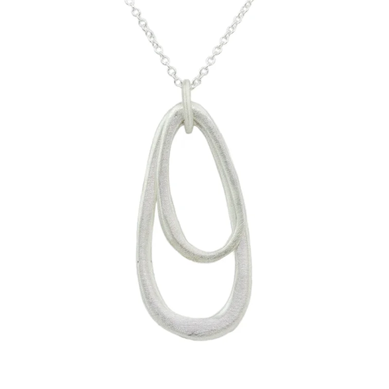 Frosted bead necklaces-Double Organic Oval Necklace