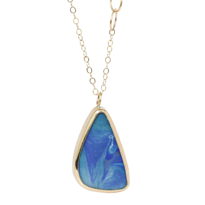 Sleek silver necklaces-Boulder Opal Necklace