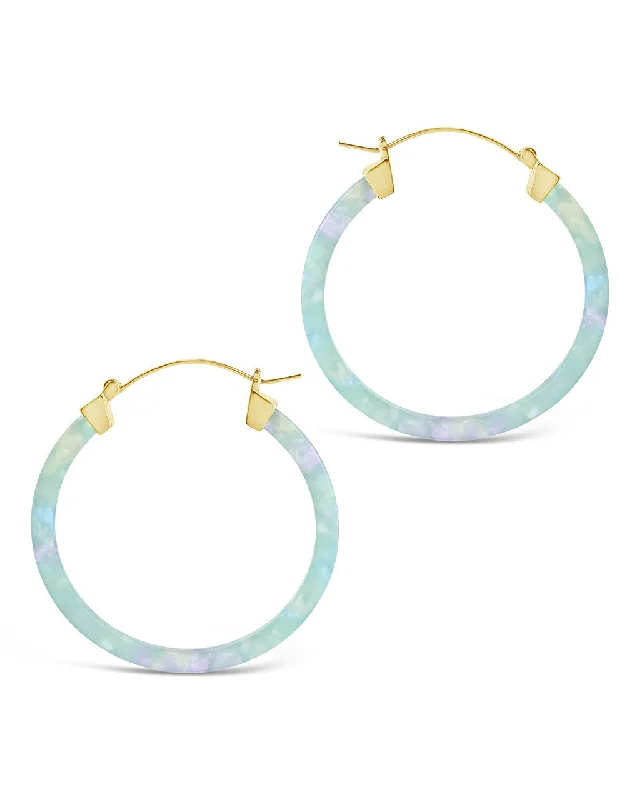 Malachite earrings-Malachite earrings-50mm Resin Hoop Earrings