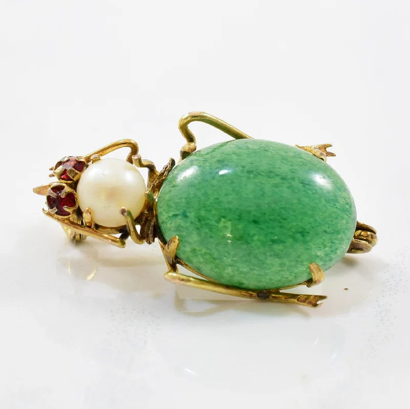 Peace charm brooches-Aventurine Beetle Brooch | 8.70ctw |