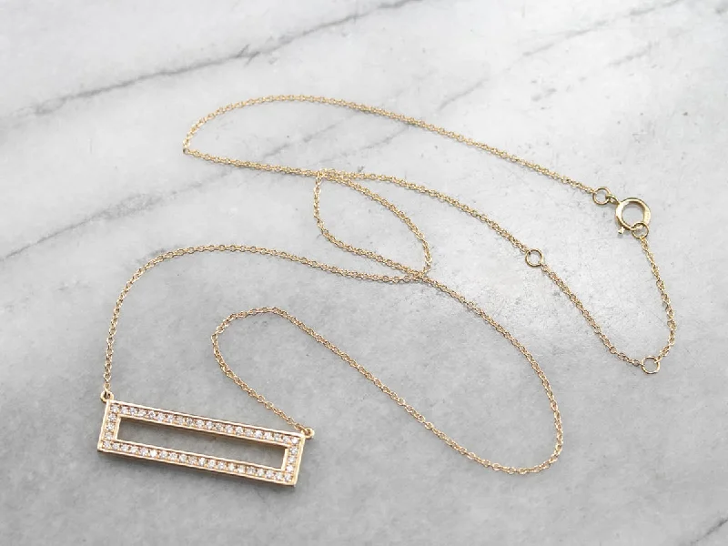 Shimmering druzy necklaces-Modernist Diamond Necklace in Yellow Gold