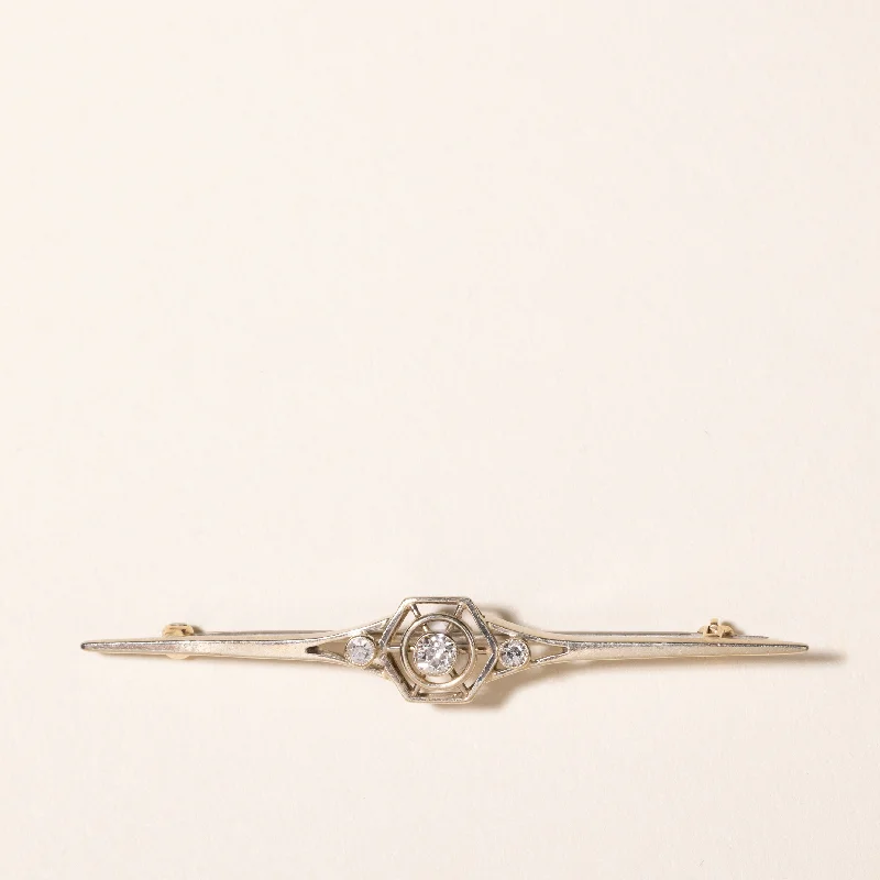 Simple pin brooches-Edwardian Era Diamond Brooch | 0.12 ct |