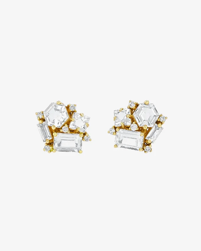 Persian tile earrings-Persian tile earrings-Amalfi White Topaz Blossom Studs