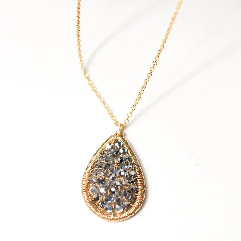 Peridot stone necklaces-Platinum Teardrop Mosaic Necklace