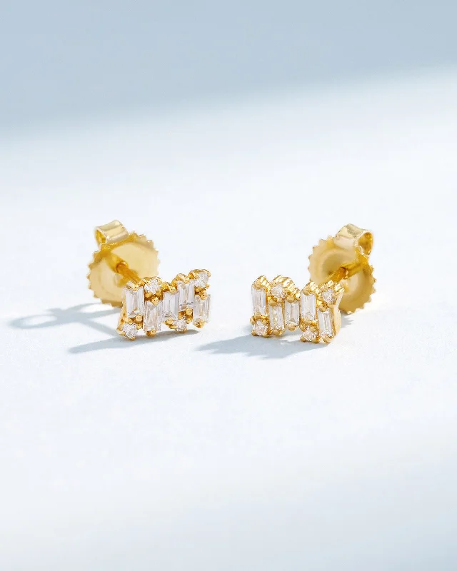 Fine pearl earrings-Fine pearl earrings-Classic Diamond Shimmer Studs