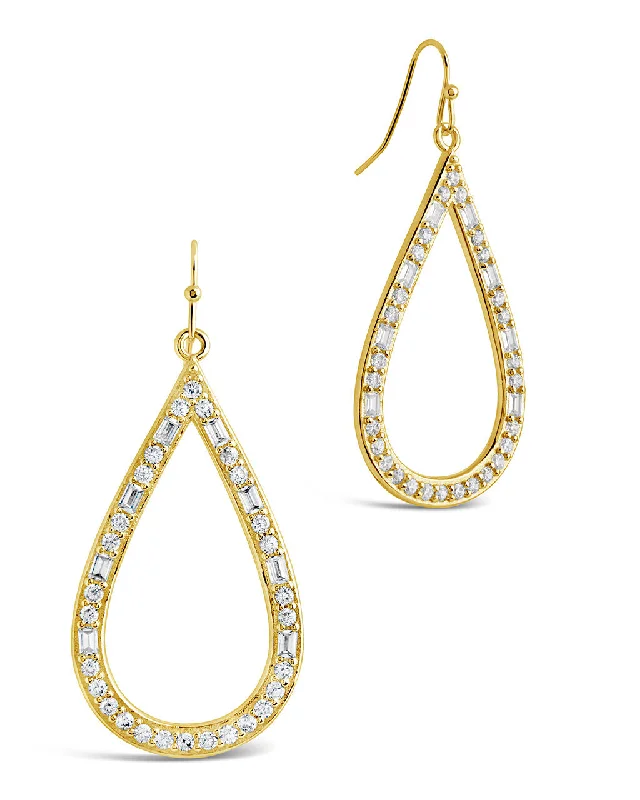 Faith cross earrings-Faith cross earrings-Evangeline CZ Teardrop Hoop Earrings